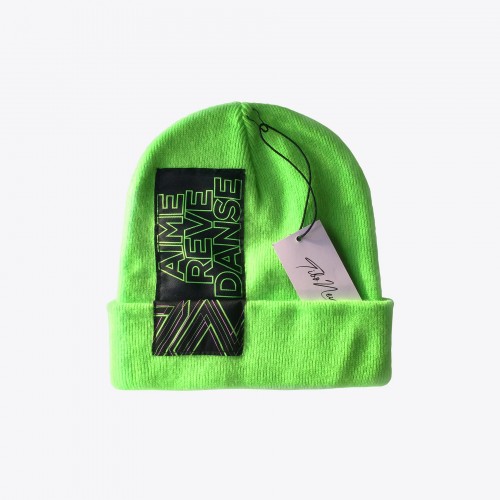 NEON GREEN BEANIE WITH AIME...